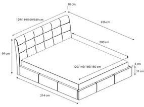 Čalúnená posteľ ADLO rozmer 140x200 cm Tmavosivá