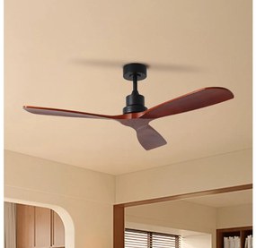 ZEVENTI - Stropný ventilátor LIONI Wi-Fi Tuya čierna/dub + diaľkový ovládač