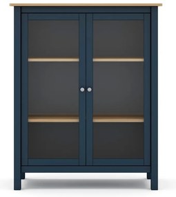 Tmavomodrá/prírodná vitrína z borovicového dreva 90x110 cm Misti - Marckeric