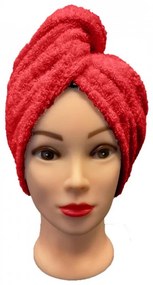 Rýchloschnúci froté Turban na vlasy červený