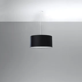 Závesné svietidlo Otto, 1x čierne textilné tienidlo, (biele sklo), (fi 50 cm)
