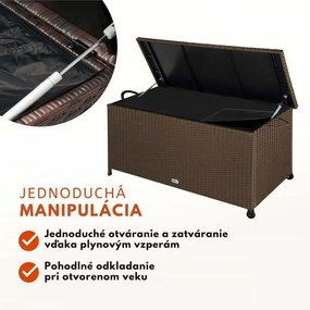 Polyratanový úložný box RICCO, 117 x 53 x 60cm, hnedá Casaria
