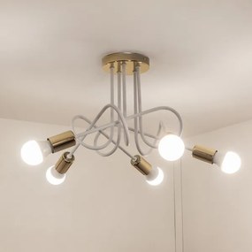 Pritrdjena stropna svetilka OXFORD 5xE27/15W/230V, zlata/bela