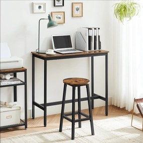 Jedálenský stôl set, barový stôl a barové stoličky, 100x40cm, rustikálna hnedá a čierna farba