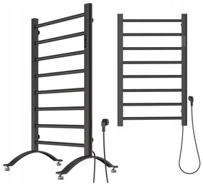 Gamma Erga Pago, elektrické vykurovacie teleso 500x800 mm s digitálnym termostatom na postavenie alebo na stenu, 200W, čierna matná, ERG-LAV-GRZE-E-ST88080500-BK