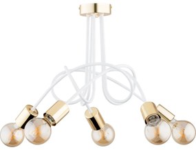 Prisadený luster TANGO 5xE27/15W/230V biela/zlatá