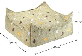 Zelený detský sedací vak z textílie buklé/ženilkový Terrazzo Square – Wigiwama