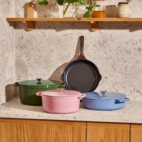 Elmich Smaltovaný liatinový nízky hrniec Ember 28 cm modrý