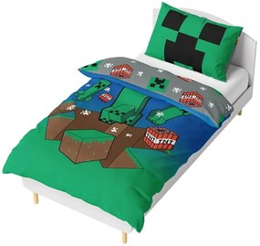 Obojstranné bavlnené posteľné obliečky Minecraft Creeper Explode - 100% bavlna - 70 x 90 cm + 140 x 200 cm