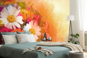 Samolepiaca tapeta maľba kytice v pestrofarebných farbách