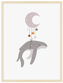 Newborn Sky - veľryba s mesiačikom - obraz do detskej izby Bez rámu  | Dolope