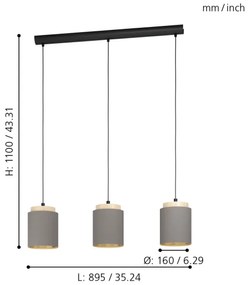 Eglo 99446 - Luster na lanku ALBARIZA 3xE27/40W/230V