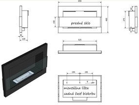 Závesný biokrb na stenu EOS MOKKA SO SKLOM 65x40x12