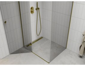 Mexen Roma, sprchovací kút 120 (dvere) x 100 (stena) cm, 6mm číre sklo, zlatý profil, 854-120-100-50-00