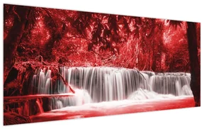 Obraz - Červený, vodopád (120x50 cm)