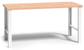 Pracovný stôl do dielne WL, buková škárovka, pevné kovové nohy, 2000 mm