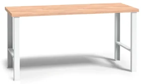 Pracovný stôl do dielne WL, buková škárovka, pevné kovové nohy, 2000 mm
