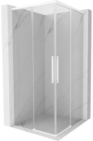 Mexen Rox, Duo posuvný sprchový kút 85 x 85 cm, 8mm číre sklo, biely profil, 8C2D-085-085-20-00