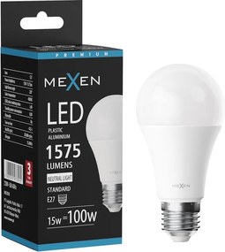 Mexen Nova, LED žiarovka E27, A60, 15W, neutrálna - 4000K, 1575 lm - L100-E27-1540-01