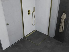 Mexen Pretoria Duo, sprchovací kút s 2-krídlovými dverami 80 (dvere) x 80 (dvere) cm, 6mm číre sklo, zlatý profil, 852-080-080-50-00-02