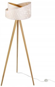 Stojacia lampa Werona 7, 1x krémové textilné tienidlo so vzorom, g, n