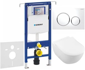 GEBERIT Duofix Special súprava 5v1 - inštalačný modul, závesné WC s DirectFlush a Softclose sedátko VILLEROY &amp; BOCH Subway 2.0, tlačítko Sigma20, 115.882.KJ.1 (biela/lesklý chróm/biela), 111.355.00.5 NI4