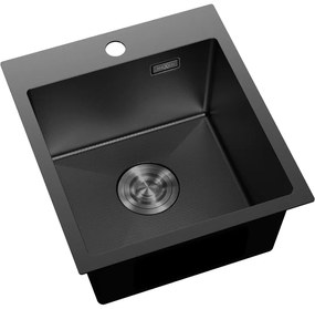 Mexen Solix, 1-komorový nerezový drez 400 x 450 mm, čierna, vzor voština, 6401401000-70HC