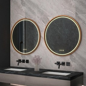 Rea MMJ, okrúhle LED zrkadlo, 80cm, kartáčovaná meď, HOM-05493