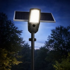 LED stmievateľná pouličná lampa so senzorom a solárnym panelom KOBRA 400 W / 24 000 mAh IP65 antracit + diaľkové ovládanie