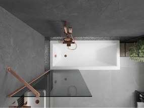 Mexen Next, 1-krídlová vaňová zástena 70 x 150 cm, 6mm šedé sklo, medená matná, 895-070-000-00-40-65