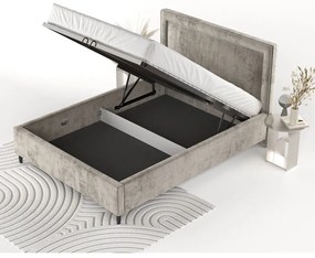 Béžová čalúnená dvojlôžková posteľ s úložným priestorom s roštom 160x200 cm Baleine – Maison de Rêve