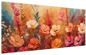 Obraz - Lúčne kvety, maľba (120x50 cm)