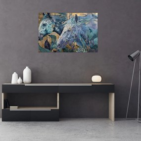 Obraz - Kone so zlatým pozadím (90x60 cm)