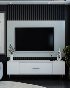 TV stolík/skrinka Dekondino (biela + strieborná). Akcia -21%. Vlastná spoľahlivá doprava až k Vám domov. 1127724