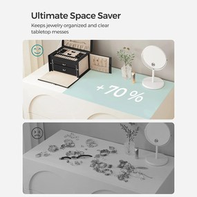 Šperkovnica so zrkadlom, s 2 zásuvkami, čierna