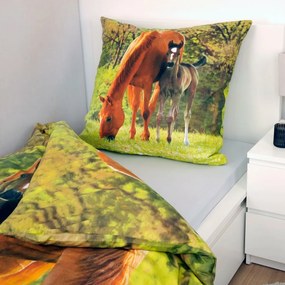 Detské bavlnené posteľné prádlo Herding Horse, 135x 200 cm, 80 x 80 cm