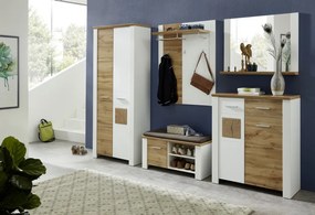 Nástenný vešiakový panel Materio, dub/biely