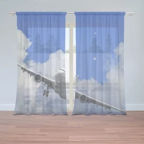 Sablio Záclony Lietadlo pri pristávaní: 2ks 150x250cm