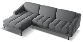 Sivá zamatová rohová pohovka (ľavý roh) Nalu – Makamii