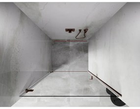 Mexen Lunar-B, výklopné sprchové dvere ľavé 85 cm, 8mm číre sklo, ružové zlato profil, 832-085-000-60-00-L