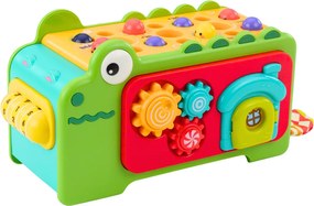 LEAN Toys Senzorická vzdelávacia kocka Cymbals Labyrint Krokodíl