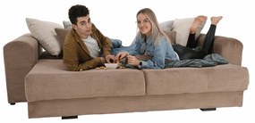 Rozkladacia pohovka s úložným priestorom Gilen Big Sofa - svetlohnedá / béžová / krémová