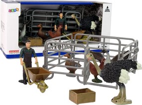 LEAN Toys Sada figúrok hospodárskych zvierat s farmárom a vtákmi