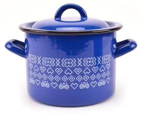 Hrniec smalt + pokr. 19cm/4L dekor Čičmany KLC