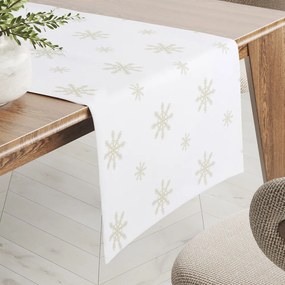 Biante Teflónový behúň na stôl TF-102 Vianočné béžové vločky na bielom 45x140 cm