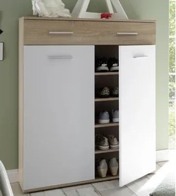 Komoda s policami/botník Manolo 90 cm, dub sonoma/biela%