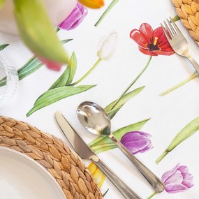 Goldea hranatý teflónový obrus - farebné tulipány 100 x 100 cm