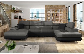 Rohová sedacia súprava Alvin Bis, Dostupné poťahy: ekokoža Soft 011 + Lux 06, Strana: Pravá - U