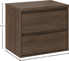 Závěsná skříňka pod umyvadlo Villa s deskou 60 cm ořech