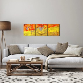 Obraz abstrakcie - maľba (s hodinami) (90x30 cm)